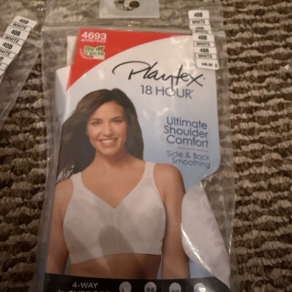 ~ Size 40B~ Playtex 18 Hour Bra White Ultimate Shoulder Comfort Style / New